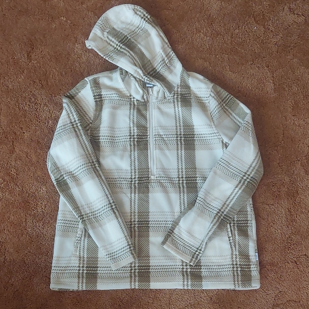 O'Neill Cream and Tan Soft Half Zip-Up Hooded Pull Over